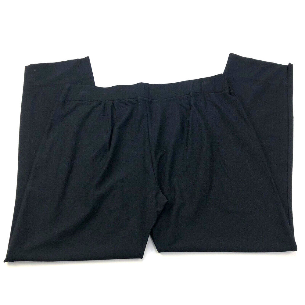 Eileen Fisher Crepe Pull On Small (Fit 31W 26L) Mid Rise Viscose Pants Black